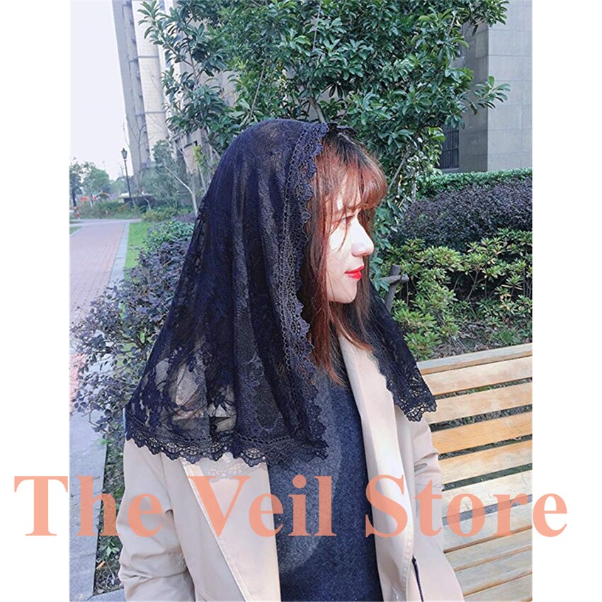 ISHSY Delle Donne Mantiglie Veli di Pizzo per la Chiesa Copricapo HeadWrap Cattolica latino di Massa Cappella Velo Mantiglia Negra de Novia 2019