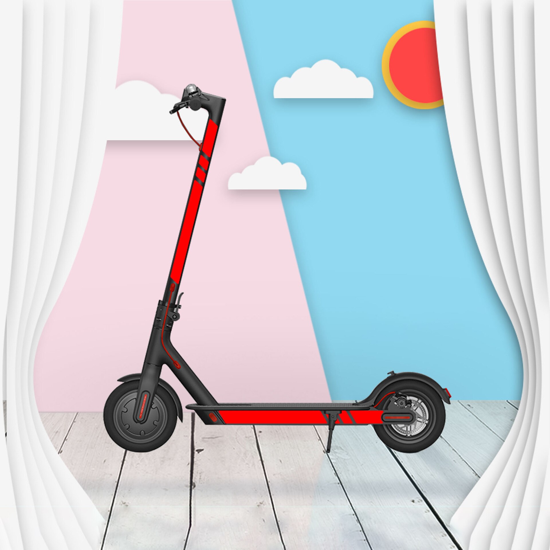 Elektrisk scooter klistermærke scooter tilbehør reflekterende modellerings sæt klistermærke reflekterende film til xiaomi  m365/ pro: F