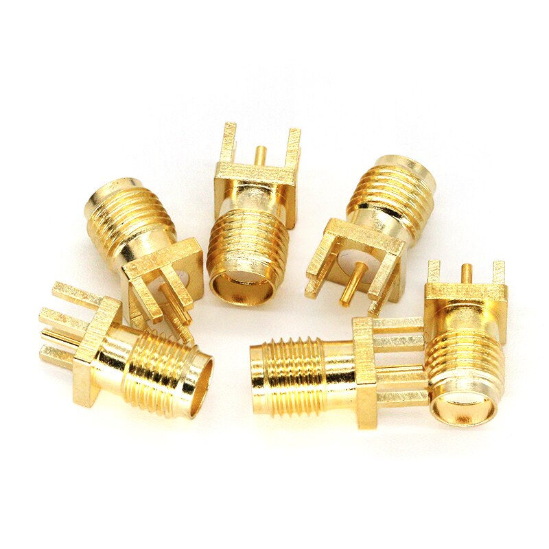 10 Uds 1,6mm SMA clavija soldadura hembra tuerca borde PCB Clip montaje recto oro plateado RF conector soldadura de receptáculo