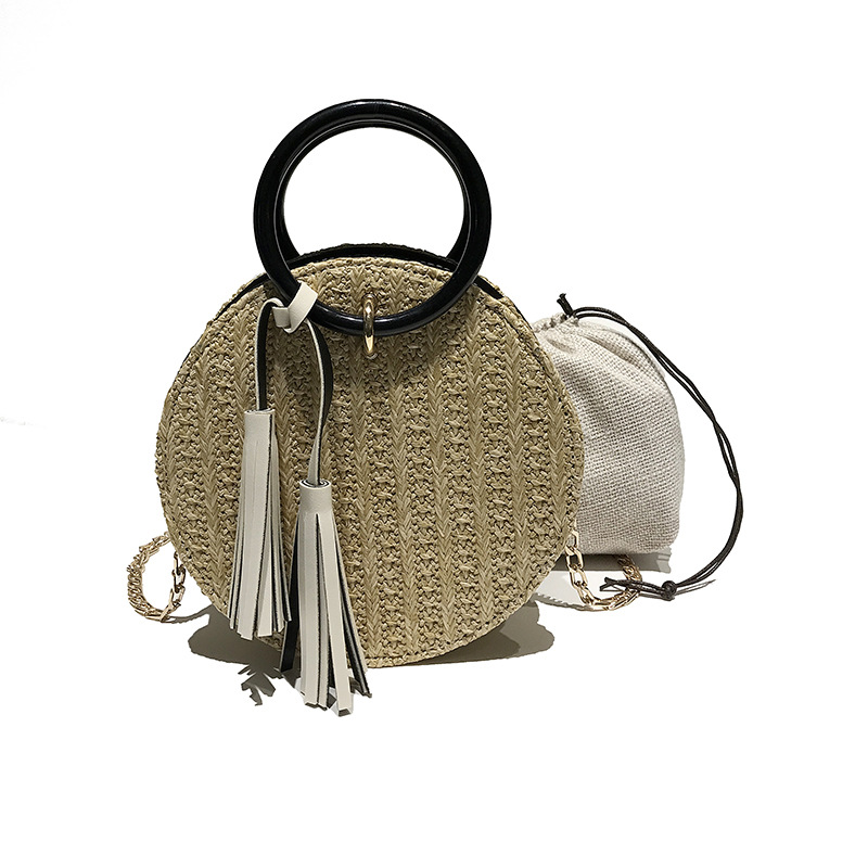 3 kleuren Wit Zak Doos Zomer Rotan Zwart Handgemaakte Tassen Geweven Bolsos Messenger Circulaire Breien Stro Tassen Crossbody Handtas: Geel