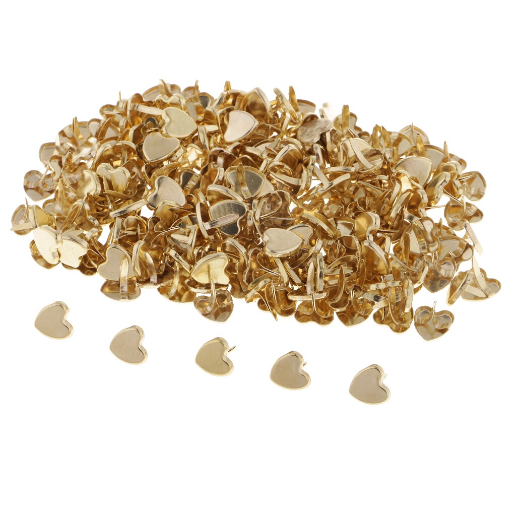 200pc gouden metalen mini-hartjes, papierklemmen, brads voor scrapbooking en knutselen