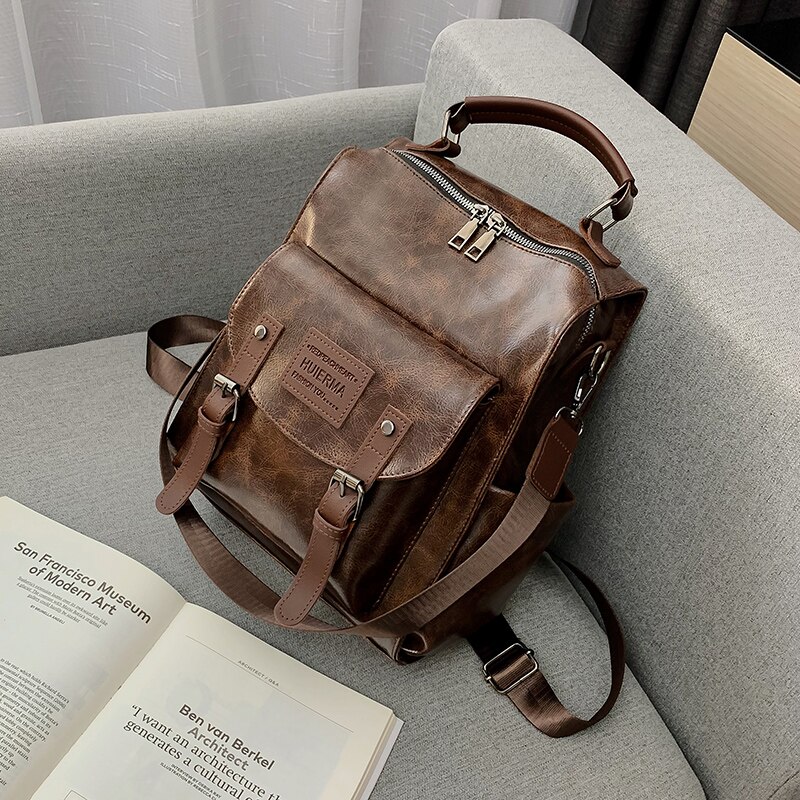 Mochila de couro feminina de alta qualidade do plutônio sacos de escola para meninas adolescentes preppy retro mochila de viagem saco a dos