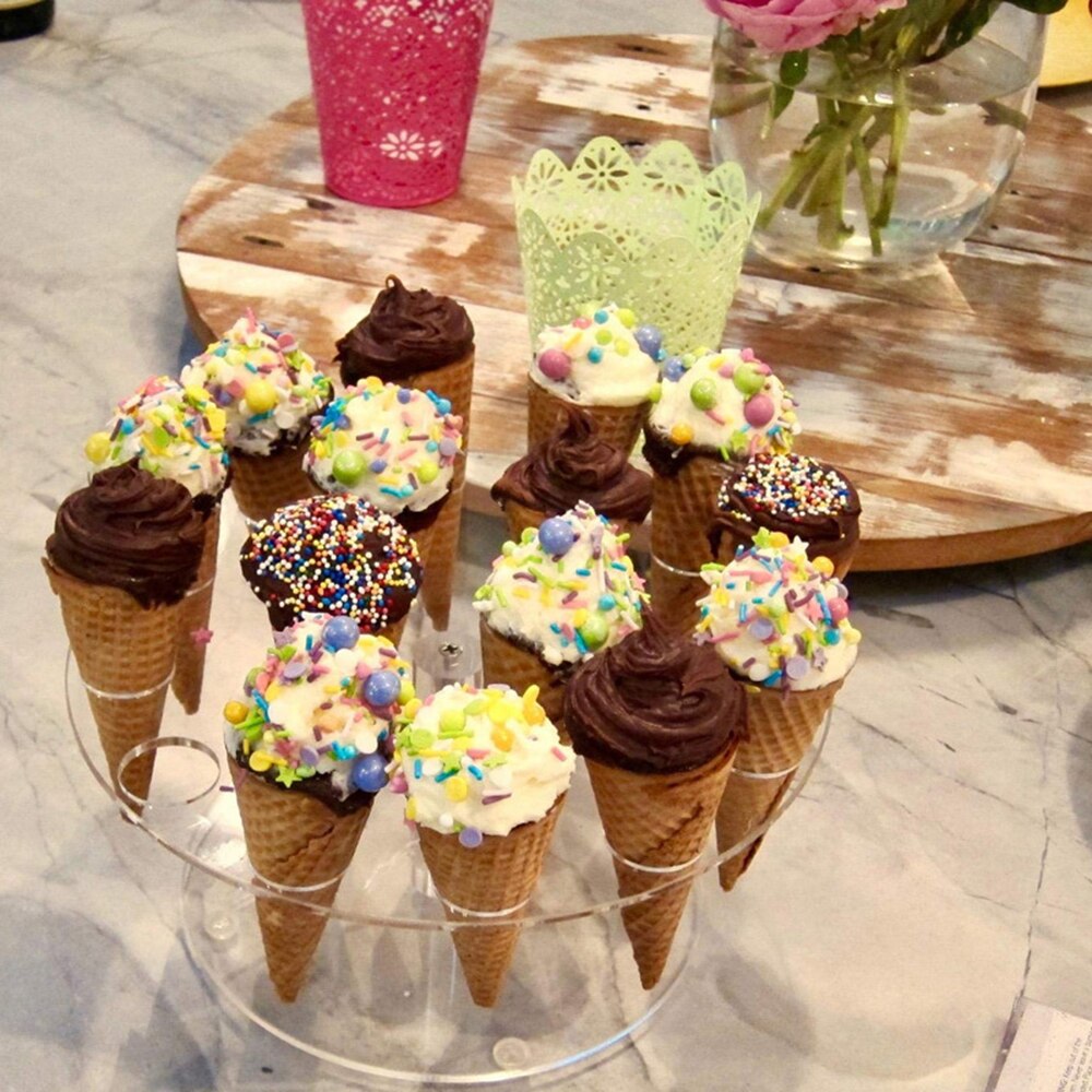 16 huls rundt slik akryl holder cupcake iskegler holder til bryllup kid fødselsdagsfest buffet display