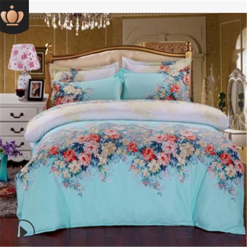 2Colours 4 Pcs All Size Duvet Cover with Pillow Case Quilt Cover Bedding Set Single Double King: B / 120x150cm