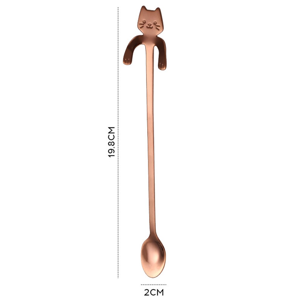 Coffee Spoon Mini 304 Stainless Steel Cartoon Cat Spoon Long Handle Flatware Coffee Drinking Tools Kitchen Gadget: 8