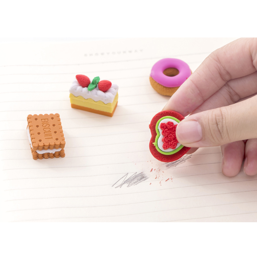 5 Stks/partij Mooie Cookie Donut Gum Set Potlood Gum Voor Kids Creatieve Briefpapier