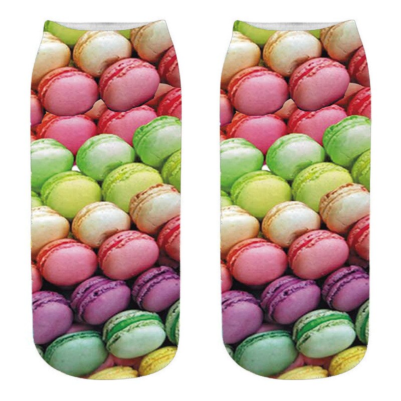 Calcetines de algodón con estampado 3D de comida para mujer, calcetín tobilleros de corte bajo, divertido, hamburguesa, patatas fritas, fruta, piruleta, Harajuku: Style12