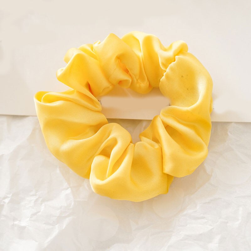 Noir blanc Fine pas cher velours élastique bandes de cheveux Scrunchy cheveux corde pour femmes filles cheveux toilettage accessoires gros bijoux: YELLOW