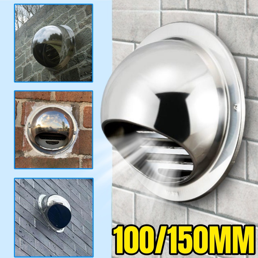 Stainless Steel Vent Ducting Ventilation Exhaust Grille Cover 100/150mm Round Waterproof Heating Cooling Air Ceiling Vents Cap ﻿