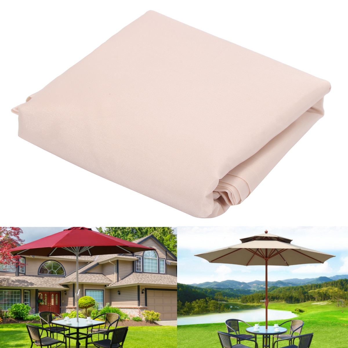 Garden Weatherproof Patio Cantilever Parasol Hanging Umbrella Patio Sun Shade Outdoor Umbrella Cover Waterproof Polyester