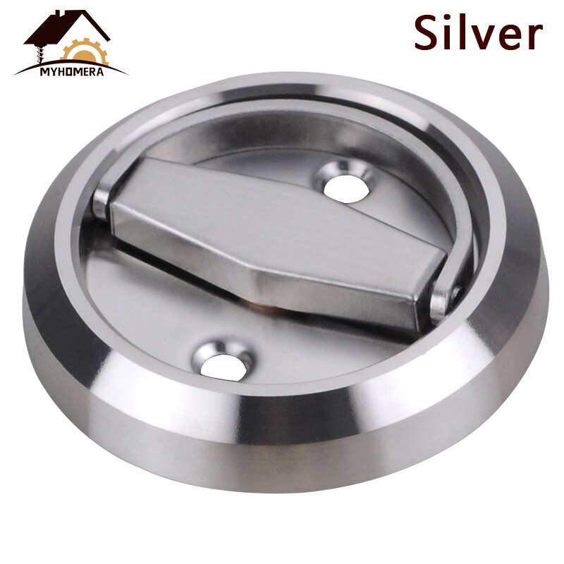 Myhomera Stainless Steel 304 Lock Recessed Invisible Handle Safety Hidden Door Locks Cabinet Pull Fire Proof Single-sided Locker: Handle Silver