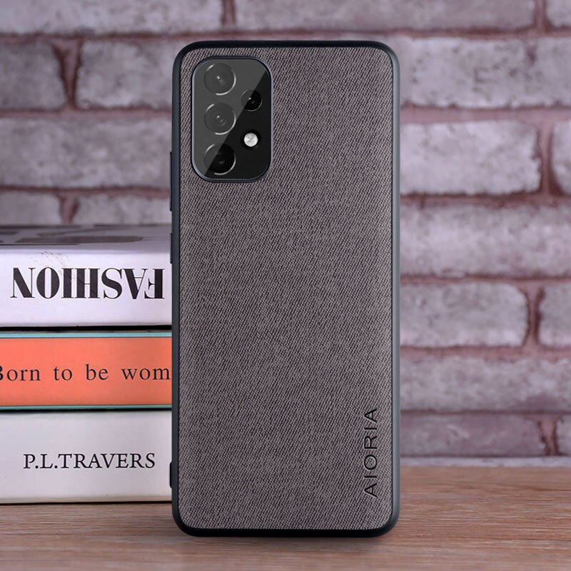 Case for Samsung Galaxy A53 A73 A33 A23 5G coque Luxury textile Leather skin soft phone cover for samsung galaxy a53 case funda: A53 / Dark Gray