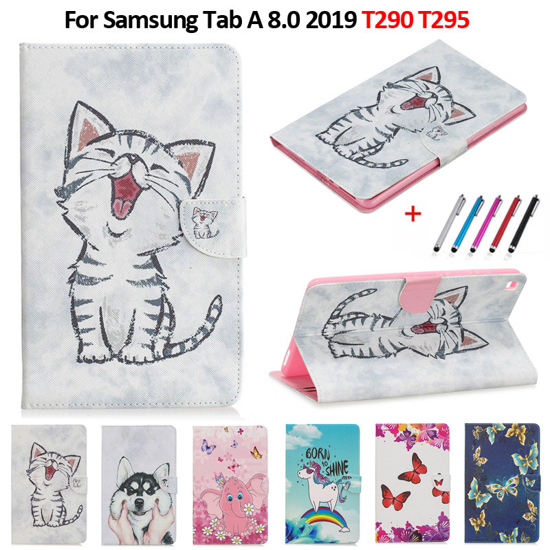 Per Il caso di Samsung Galaxy Tab 8.0 2019 SM-T290 T295 Simpatico Gatto Unicorno Cucciolo Farfalla Tablet Cover Per Galaxy Tab UN 8.0 2019 Caso