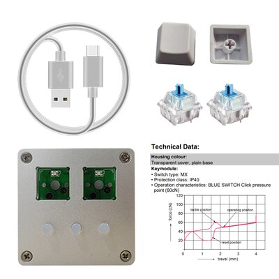 Amusing Keypad Pro OSu Muse Dash Mini multimedia hotkey/audio game Keypad touch pad: silver shell-blue