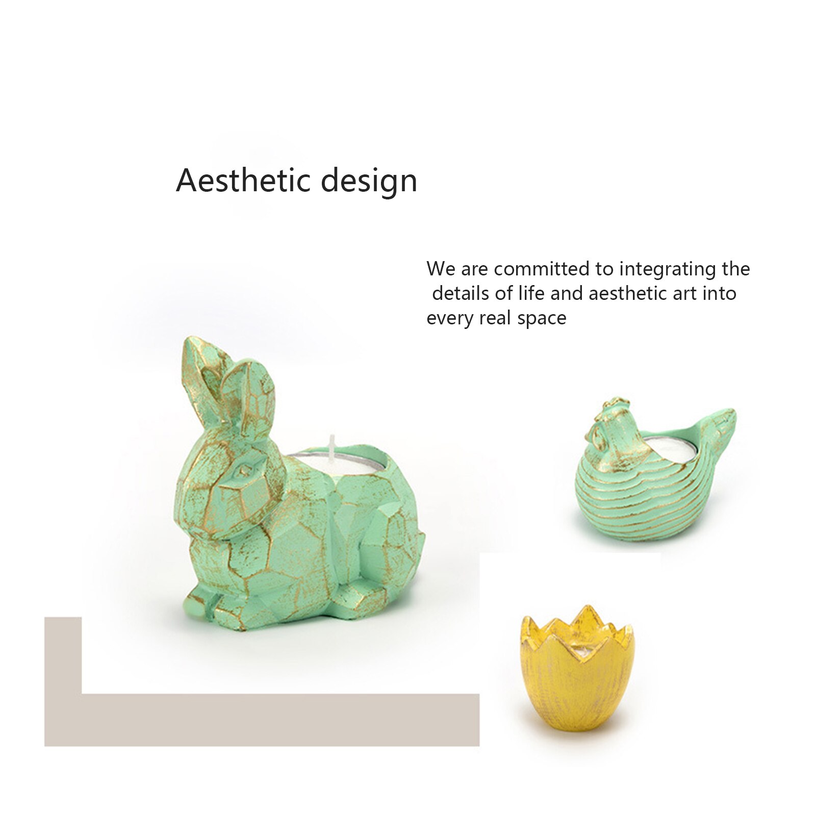 Candelabro de Pascua para decoración del hogar, portavelas con forma de caracol, cáscara de huevo y pollo, conejo, Animal, para