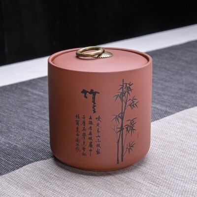 Ceramic Tea Canister Tea Pot Ceramic Yixing Zisha Pu'er Tea Jar Chinese Style Restoring Ancient Ways Porcelain Can Easy To Carry: zinizhu