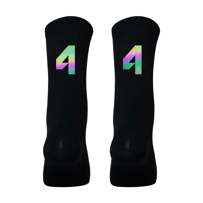 1 para kolorowe odblaskowe skarpety rowerowe sporty rowerowe oddychające szybkie suche Knitting Mid-tube wiosna letnie skarpetki damskie i męskie: BLACK04