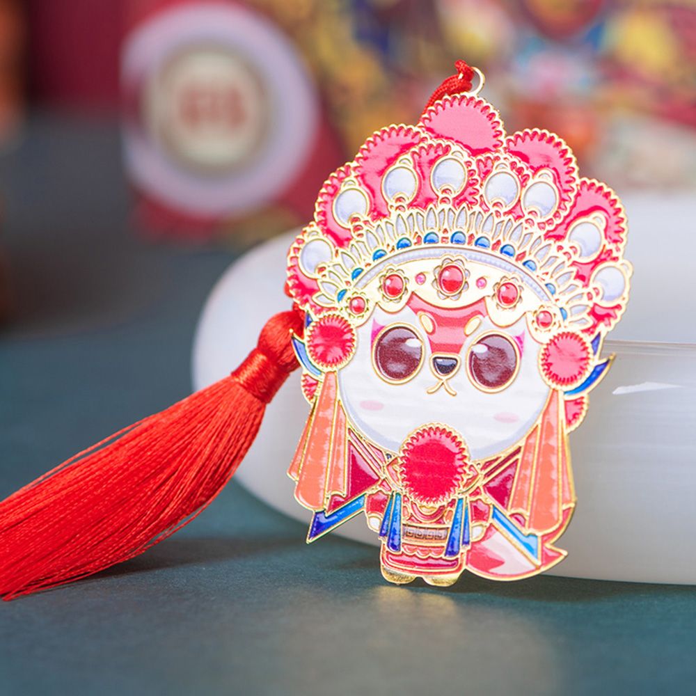 Chinese Style Peking Opera Retro Metal Bookmark Animal Pendant Hollow Bookmark Book Tassel Pagination Mark Stationery: Style 3