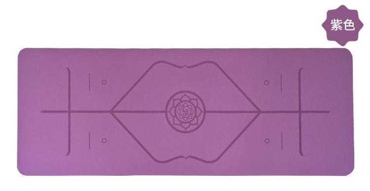 Fitness Plastic Body Line Yoga Mat PU Natural Rubber Yoga Mat 5mm Lengthened Widened Yoga Mat: Purple