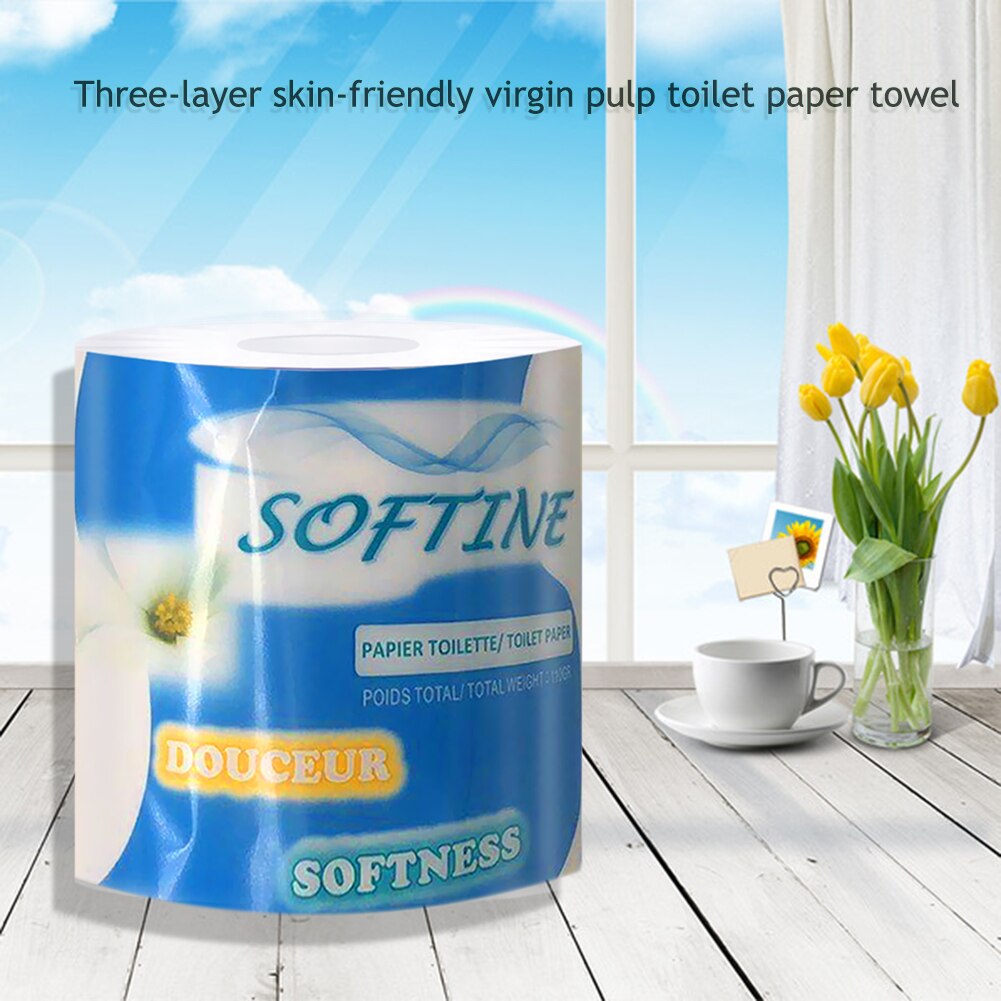 1 Roll Paper Tissue 3 Layers Raw Wood Pulp Napkin Skin Friendly Home Rolling Paper Household Bathroom Toilet Paper Cleaning Item