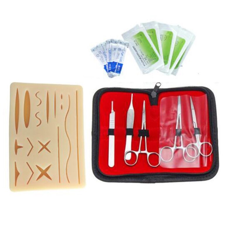 Skin Suture Practice Silicone Pad with Wound Simulated Training Kit Teaching Equipment Needle Scissors Tool Kit: Default Title