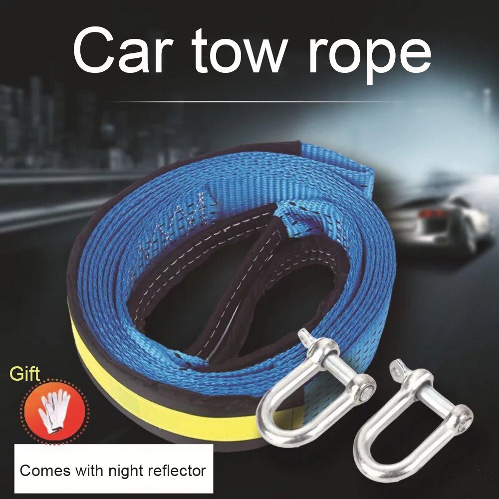 Car Towing Strap Vehicle Emergency Tow Rope 5M 8Tons Recovery Towing Cable Strap Belt Heavy Duty Off Road Accessories with Hooks