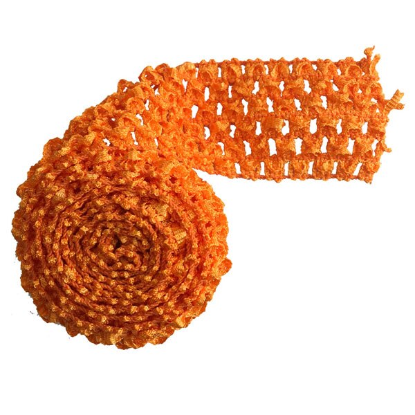 1.5 Inch Wide Crochet Headband Elastic Bands 1 Meter For Tutu Skirts Hair Bands Crochet Elastic Waistband By The Meter: Orange 1 meter