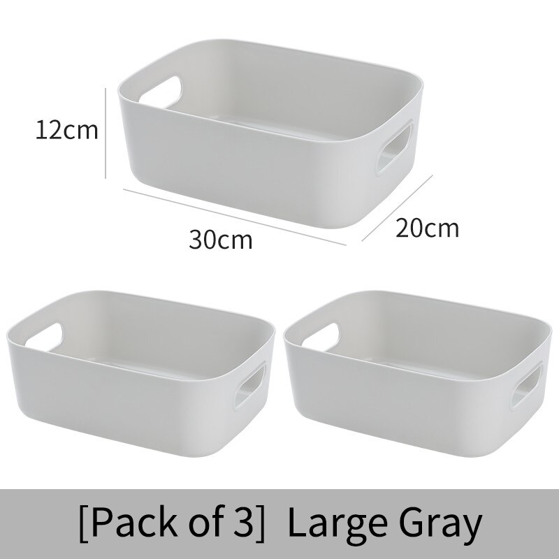 Cesta de almacenamiento de artículos diversos para estudiantes, cajas de almacenamiento para escritorio, snack, caja de almacenamiento de cosméticos de plástico, caja para ordenar la cocina del hogar: Gray Big