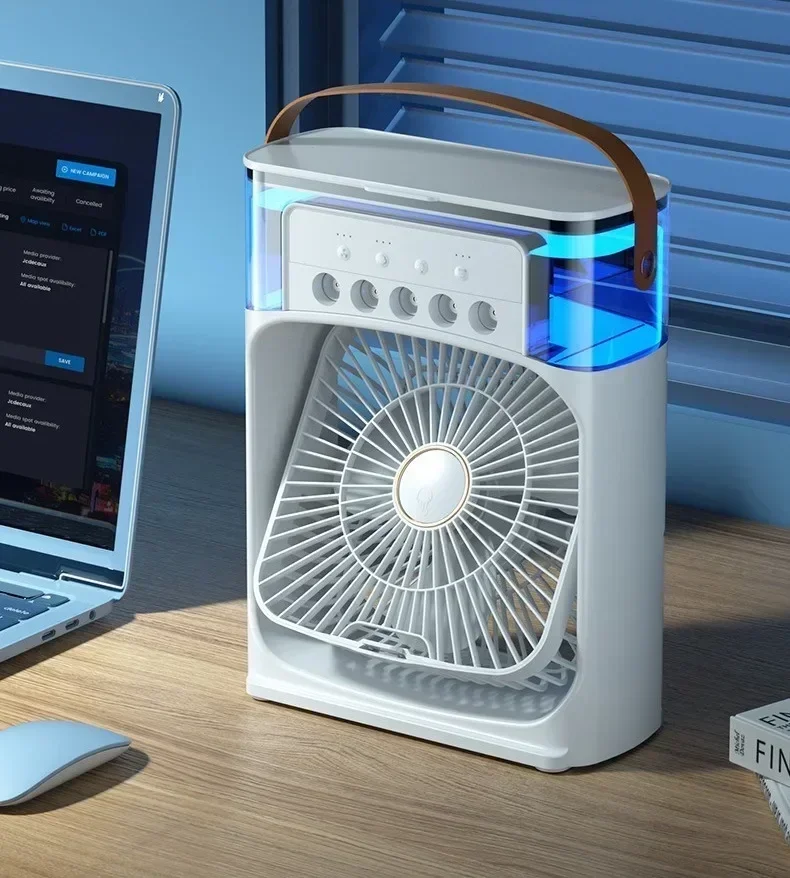 Samochodowy, dwufunkcyjny, pięciootworowy wentylator natryskowy nawilżający, chłodniczy, klimatyzacyjny, biurkowy, mini chłodnica powietrza, wentylator USB