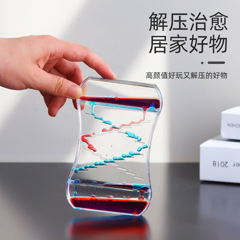 2021 nuova perdita di olio di decompressione goccia di olio di cristallo bicolore artigianato decorativo acrilico era clessidra regalo decorazione della casa