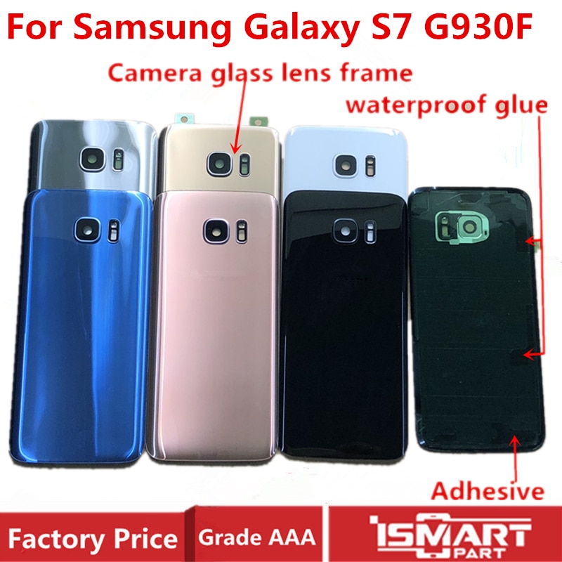 Back Glass Cover Voor Samsung Galaxy S7 G930F Back Glas Batterij Cover Achterdeur Behuizing Case Met Cmaera Glas En lijm