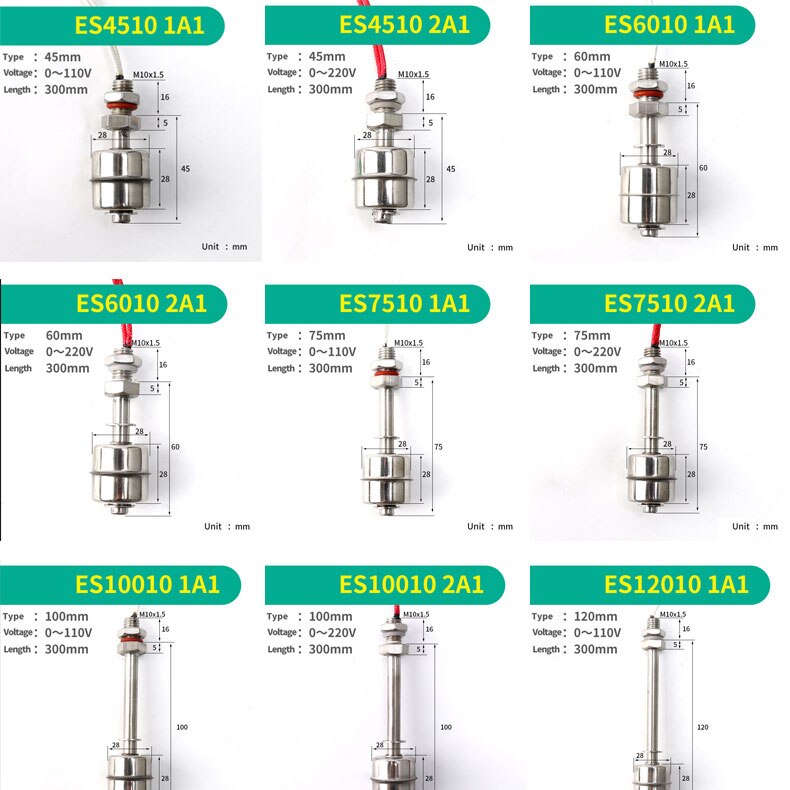 ELECALL Water Float Switch High Temperature Resistant Automatic Level Controller Sensor Water Tower Tank 304 stainless steel