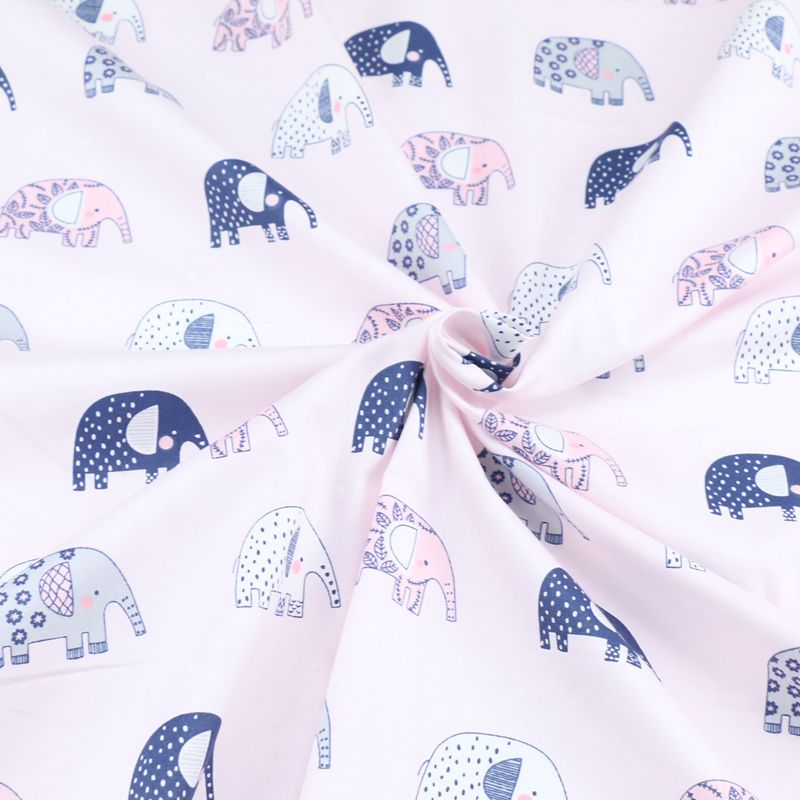 Tissu en coton imprimé éléphant, textile, courtepointe, tissu sergé, couture, matelassé, décoration de dortoir pour bébé, vêtements: Blanc / 50 x 160cm