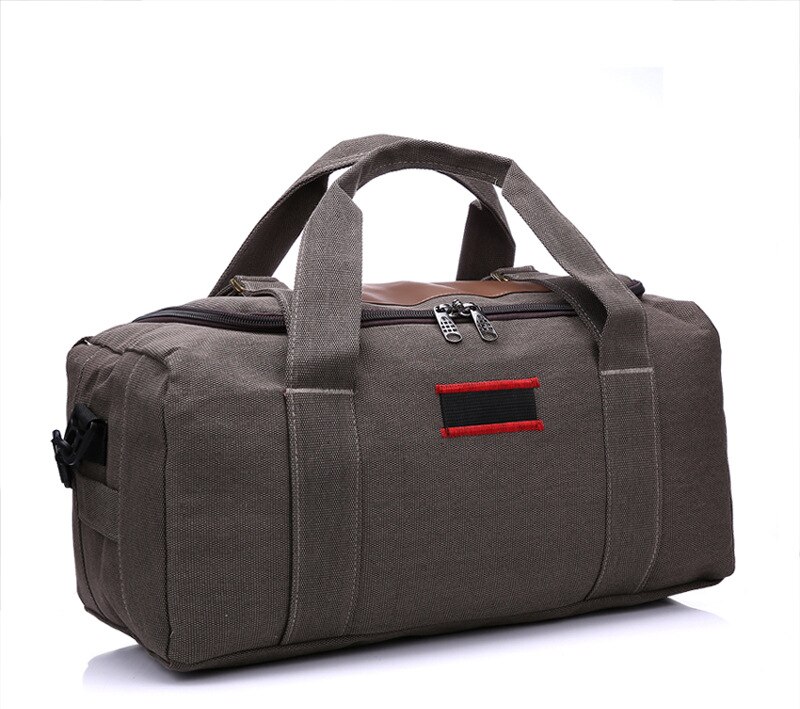 Große vintage-reisetasche aus canvas mit großem fassungsvermögen, tragbar, einfarbig, ideal für outdoor-aktivitäten, sport, zum aufhängen, verstellbar.