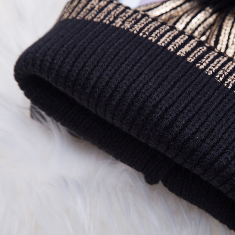 Kvinner jenter vinter varm metallisk skinnende strikket heklet lue med pom pom