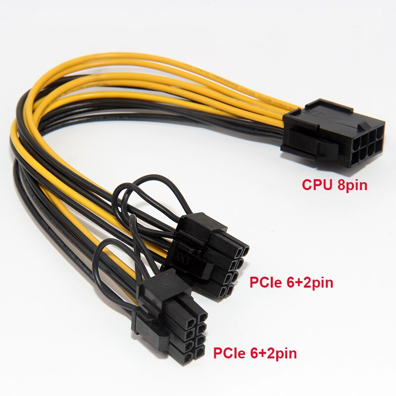 EPS CPU 8pin 8pin per 2-port PCIe Dual PCI-Express 6 + 2pin Y Splitter Minatore GPU di Alimentazione Della Scheda grafica Cavo di Alimentazione Cavo di 18AWG 20 CENTIMETRI