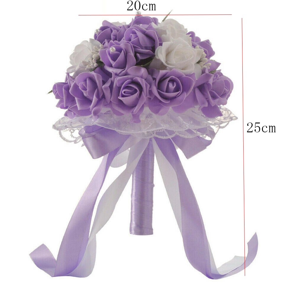 Sztuczne bukiety ślubne ręcznie robione róża kwiat z kryształkiem druhna ślubny bukiet ślubny de mariage akcesoria ślubne: K