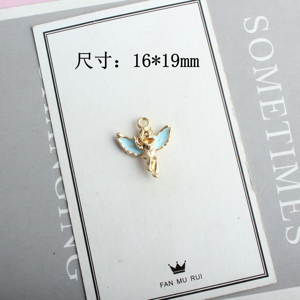 10Pcs/Lot Christmas Angel Charms For Jewelry Making Enamel Gold Color Tone DIY Handmade Jewelry Accessories: Blue