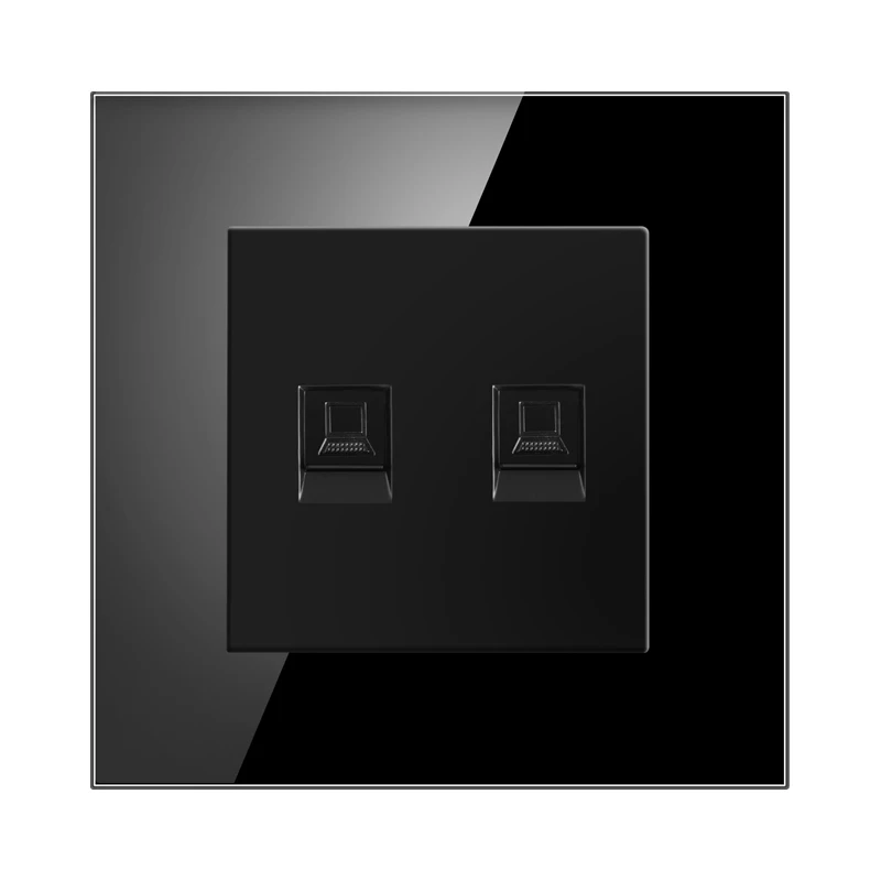 NYWP Russie Espagne prise d'alimentation, prise de courant mise à la terre 16a, avec sortie USB, panneau en verre 86mm * 86mm: WHITE