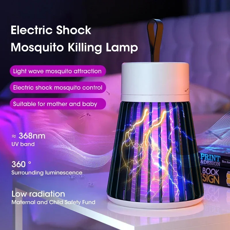Lámpara antimosquitos de descarga eléctrica, Exterminador de insectos impermeable dos en uno para dormitorio, uso al aire libre, Mata polillas, avispas, más, 1 unidad