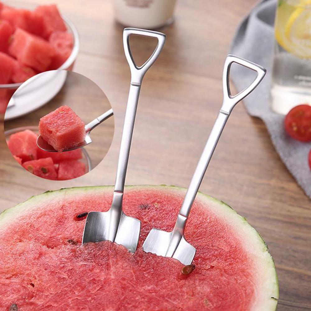 Mini 304 Stainless Steel Spade Shovel Coffee Spoon Spoon Long Spoon Fruit Spoon Teaspoon Handle Dessert Tableware Factory Supply