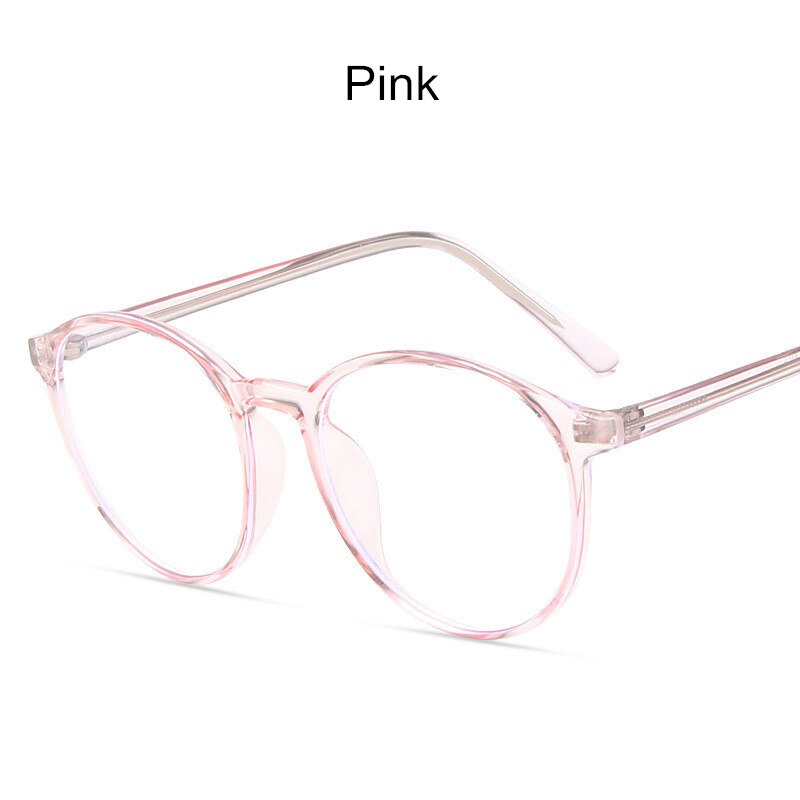 Lunettes rondes en plastique pour femmes, Anti-lumière bleue, pour myopie, Vintage, Tr90, monture optique, pour ordinateur: Rose