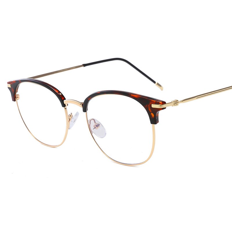 Semi Rimless Computer Glasses Anti Blue Light Eye Glasses Eyeglasses Optical Spectacle Glasses Frame For Women Men: Leopard-Gold