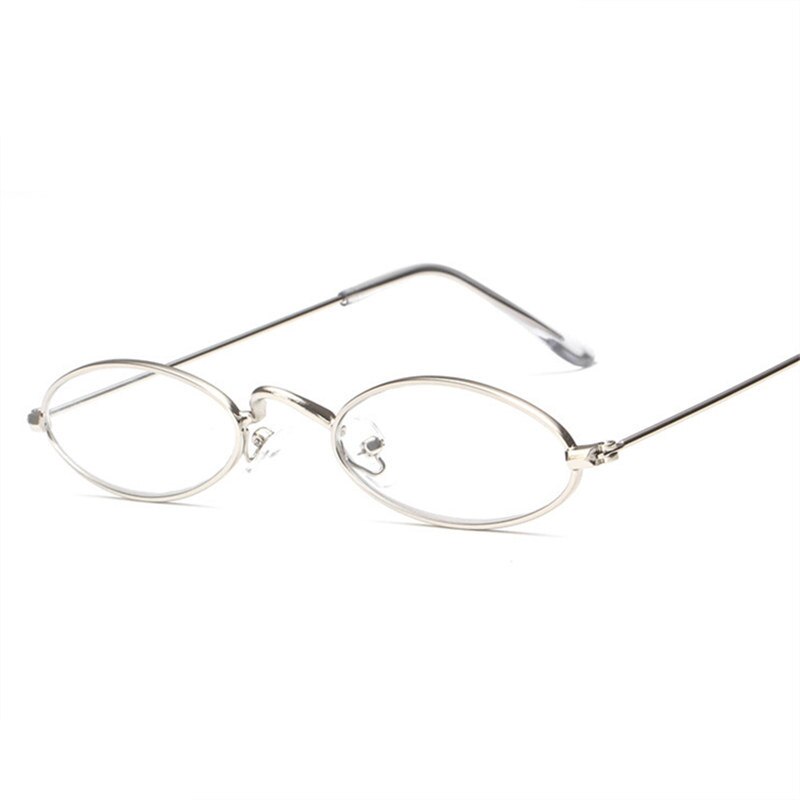 Gafas de sol ovales UVLAIK Vintage pequeñas, de Retro, con marco metálico delgado, gafas de sol para hombre, gafas de sol rojas, amarillas, Ojo de gato: Silver Clear