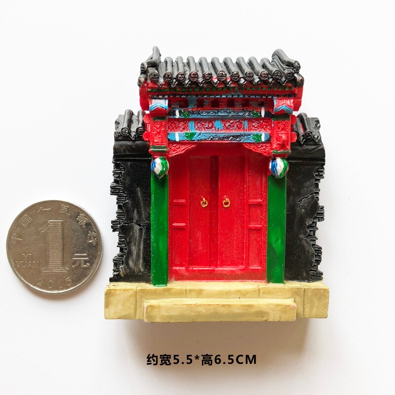 Souvenir Fridge Magnets Beijing Tiananmen Square Courtyard Great Wall Resin Sticker Building Travel Refrigerator Magnet: Big house door