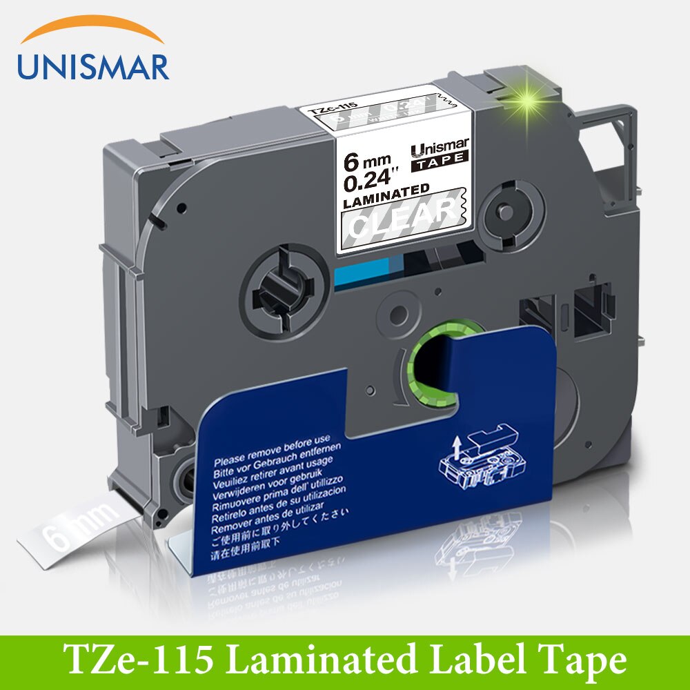 Unismar TZe-111 Black on Clear 1/4" 6mm Label Tape TZ-111 Tze111 Compatible for Brother P-touch PT TZe TZ Ribbon Label Maker: White on Clear