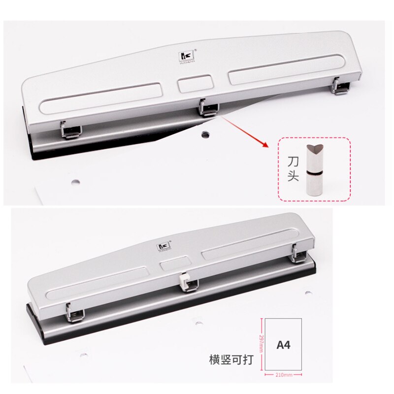 Manuell metallhuller 3 hull 6mm runde dokumentstanser fast avstand 108mm( 3 hull)