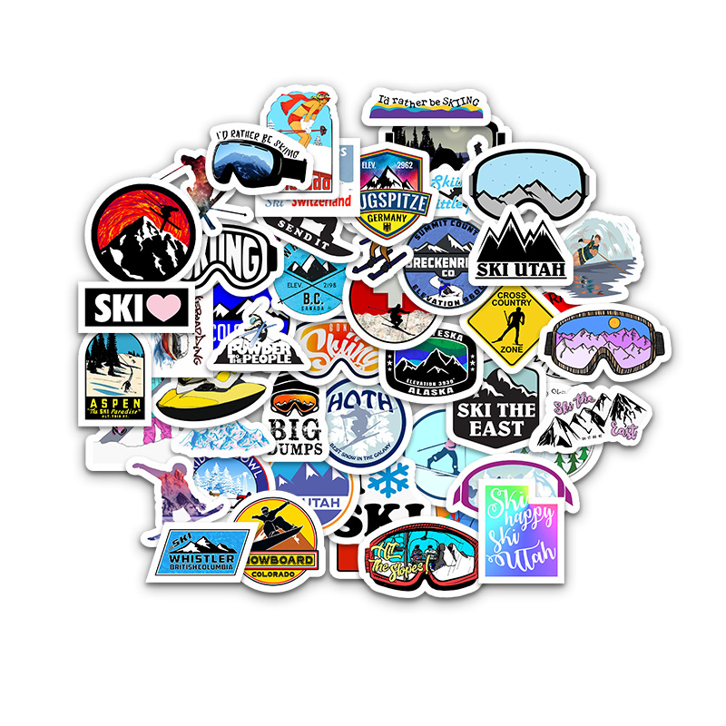 50PCS vsco Winter Ski Stickers Adventure Camping Forest Decal For Laptop Fridge Phone Skateboard Suitcase Sticker Pack