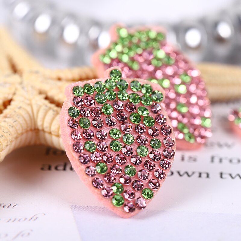 10Pcs Cute Fruit Cartoon Patch Rhinestone Applique Patch Voor Kleding Diy Patches Hoofddeksels Craft: strawbe C
