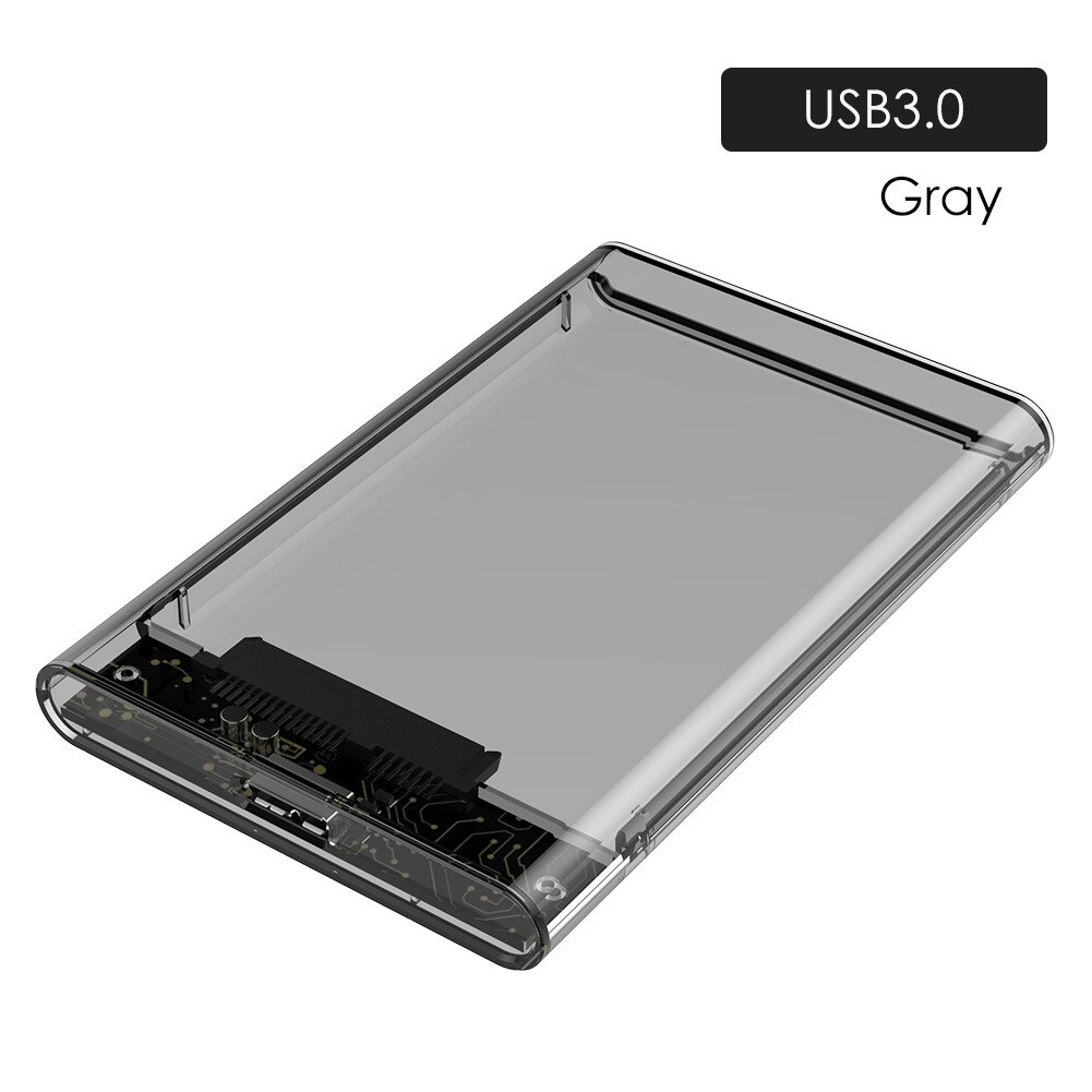 HDD Enclosure 2.5inch Transparent HDD Case Box Sata 2.0/3.0/3.1 to USB 3.0 Gen2 10Gbps Serial Port SATA SSD Hard Drive Case: Gray-USB 3.0